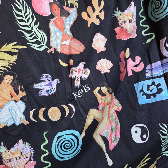 Rails Fatima Bathing Ladies Tank Midi Dress Black Size Women's Large 100% Cotton - Picture 6 of 12